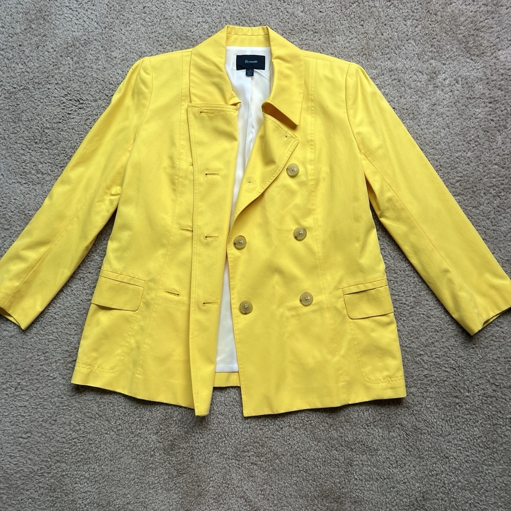 Faconnable Womens size 8 Yellow Double Breasted Lined‎ Short Trench Coat